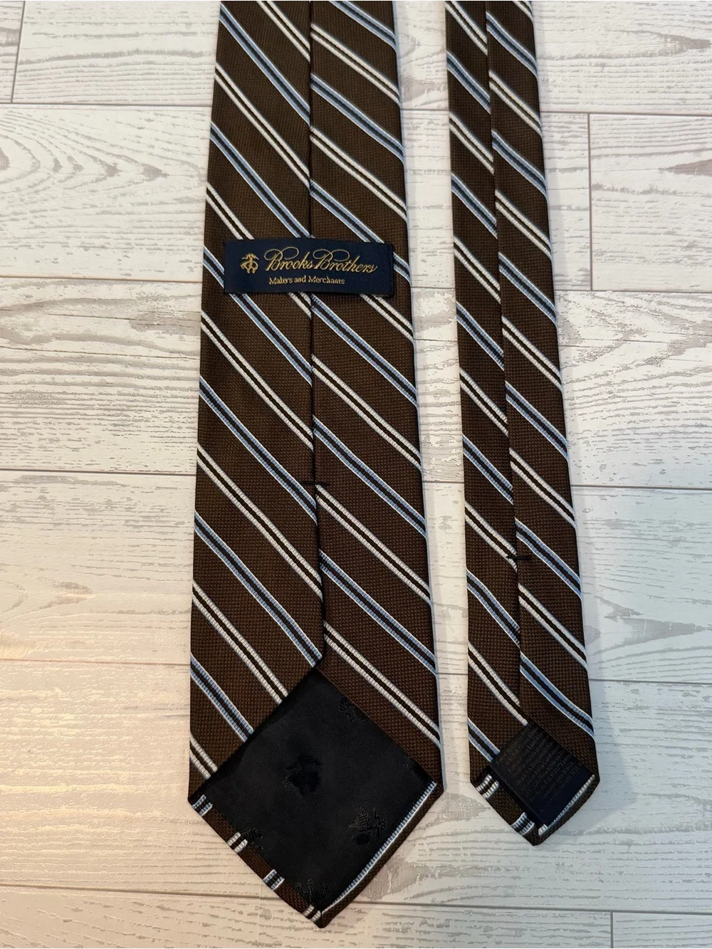 Brooks Brothers, Striped, Silk, Repp, Brown and Blue Necktie